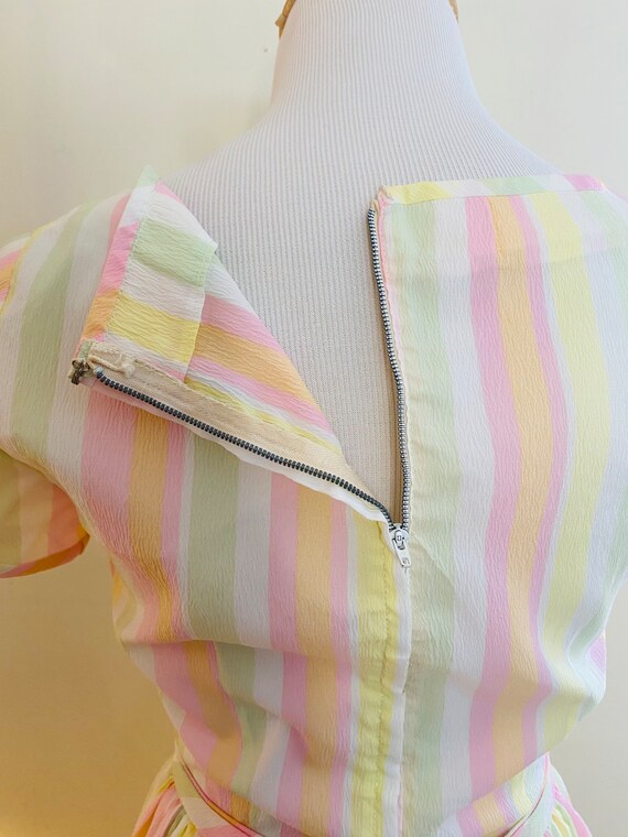 Vintage Party Dress, Striped Pastel, Handmade - image 8