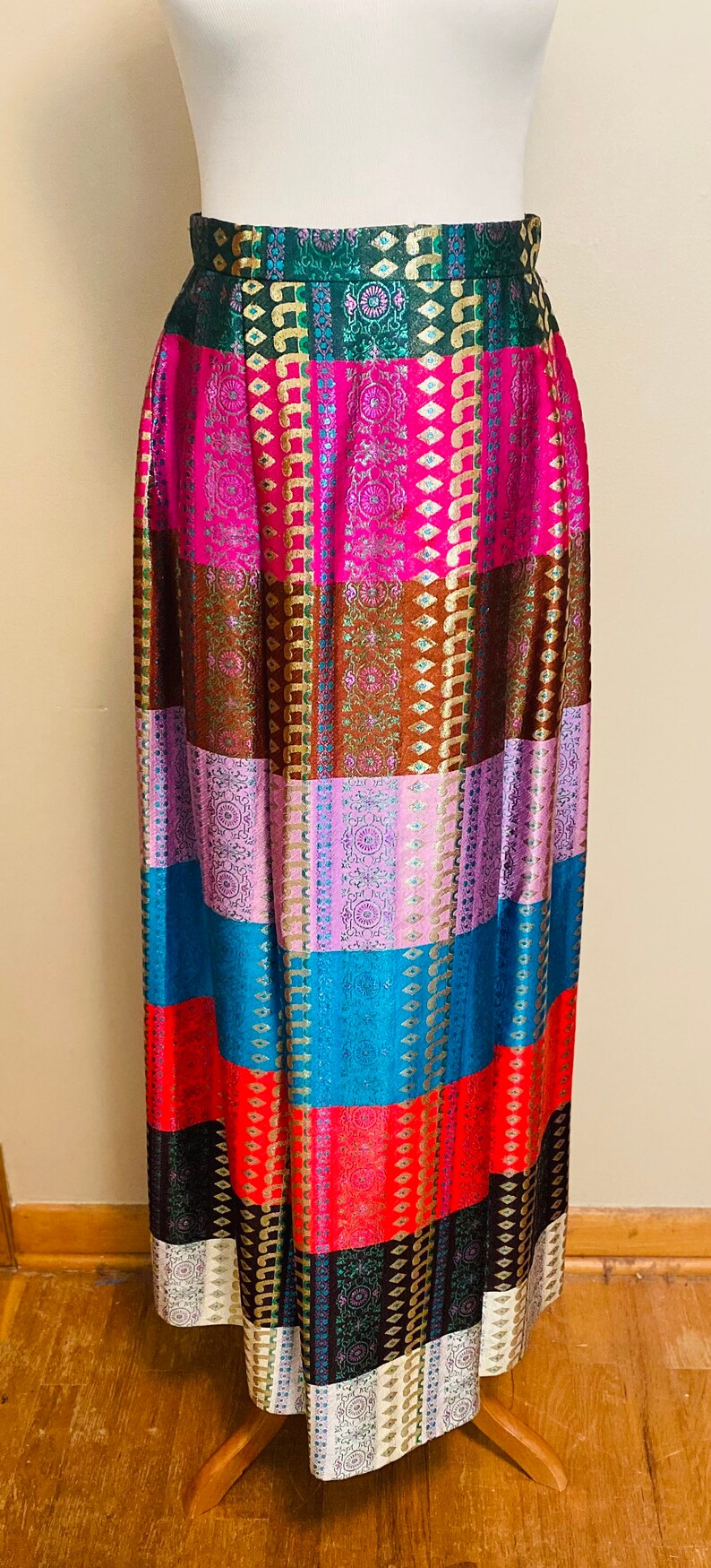 Vintage Malbe Skirt, 1960’s Full Length Metallic Brocade, shops Multicolored, Gypsy Skirt