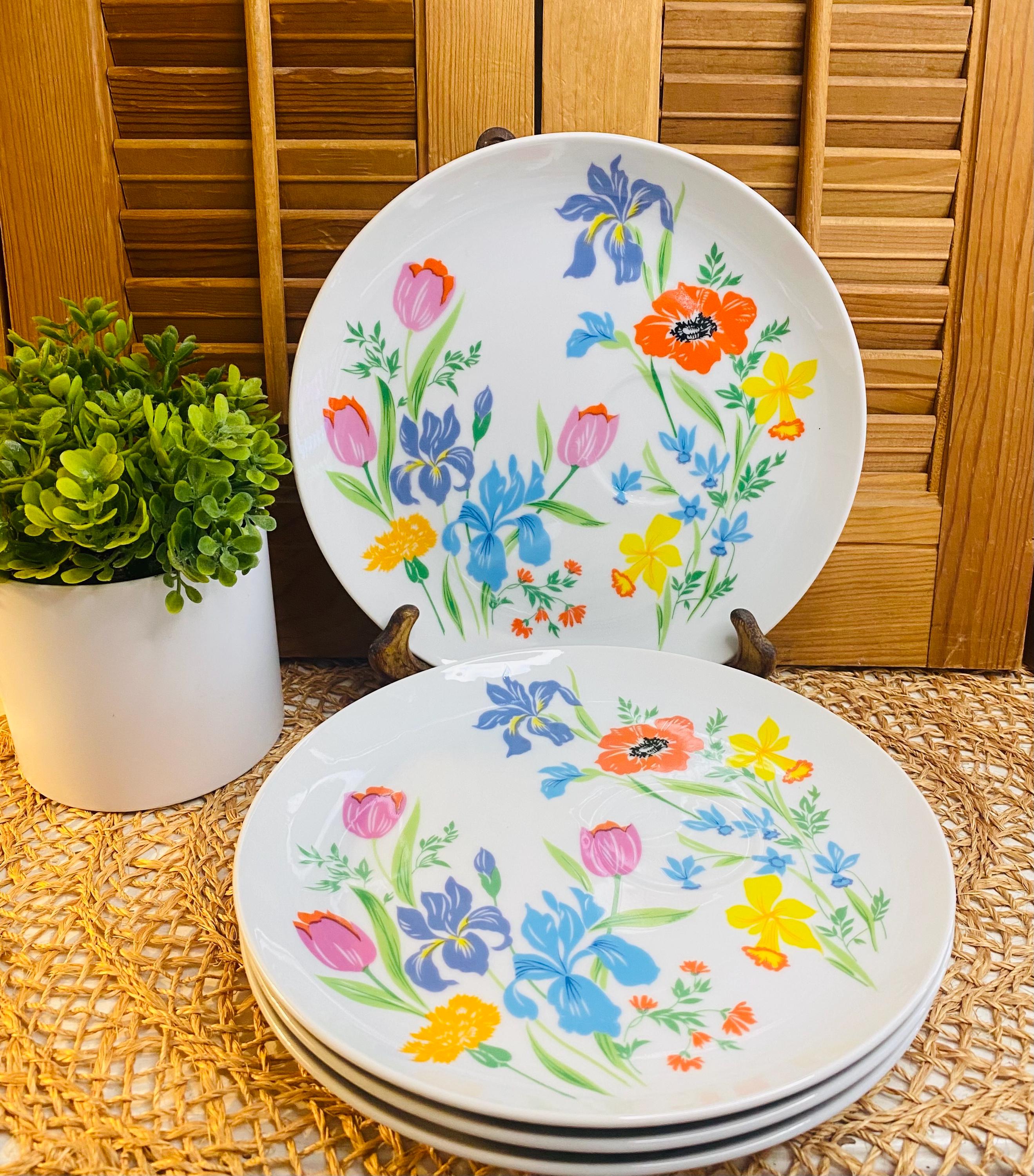 Vintage Blue Flower Lunch Plates - Etsy