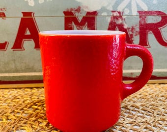 Vintage Hazel Atlas Coffee Mug,  Vibrant Red, "Orange Peel" Texture, Replacement Mug