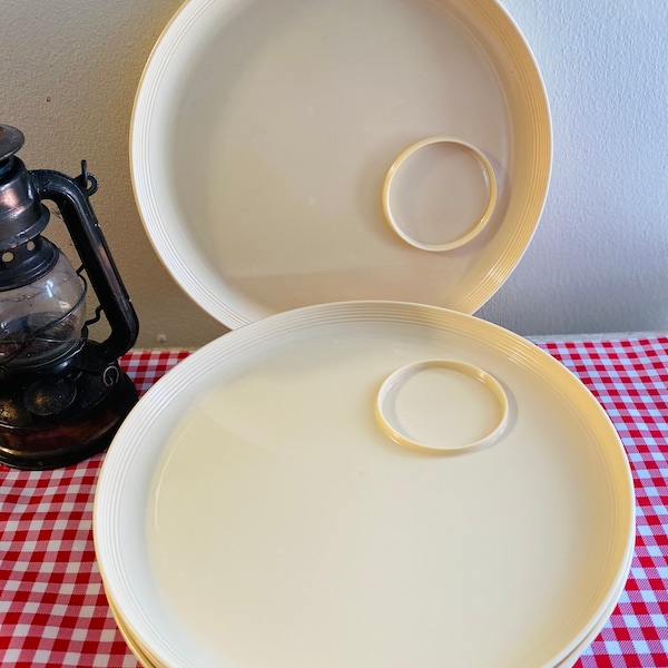 Vintage Thermo Ware Picnic Plates, Melamine Camping Plates, Set of Four