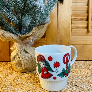 Vintage Christmas Stacking Mug,  Holiday Mug, Made in Japan, 1960&#39;s