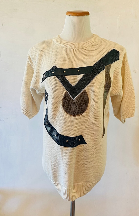 vintage 80s leather sweater Gem