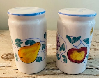 Vintage Salt and Pepper Shakers, 1980’s Fruit Design, Grapes, Apples and Pears