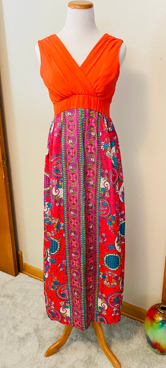 Vintage Maxi Dress, Psychedelic Jewel Tone Skirt,… - image 2