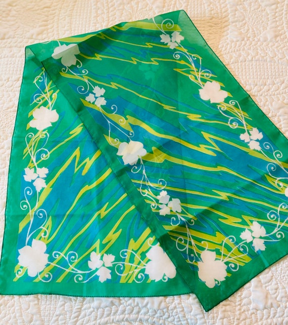 Vintage Fashion Scarves, Contrasting Green Duo, M… - image 4