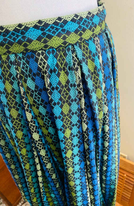 Vintage Boho Skirt, Abstract Handmade Pleated Ski… - image 3
