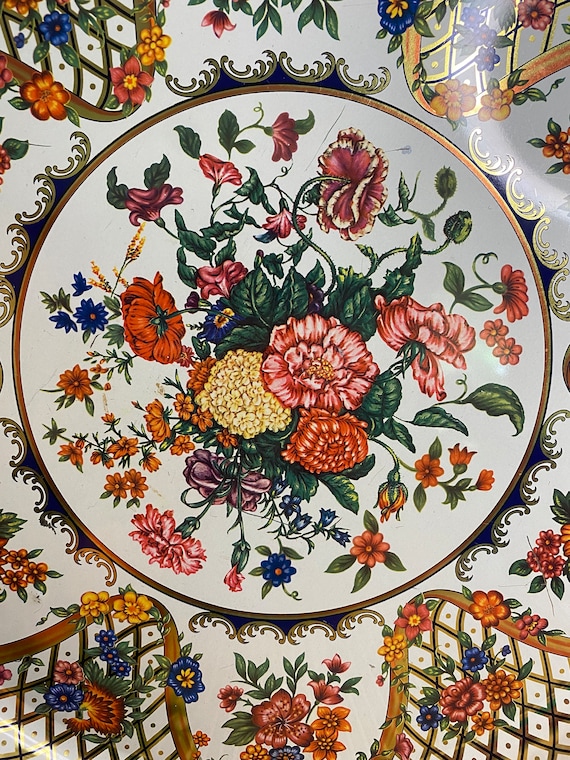 Vintage Daher Tray, Large, Metal, Floral, Made in England - Etsy