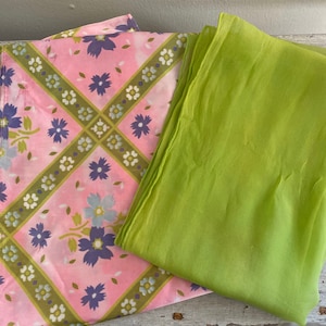 Vintage Scarf Duo, Pink and Green,  Spring Vintage Fashion Accessories