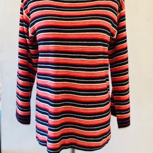 70’s Belled Sleeve Sweater, Striped, Don Kenny, Made in Korea