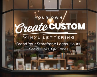 Custom Business Door Decal with Logo | Personalized Storefront Vinyl Lettering | QR Code Window Sticker for Social Media,Business Hours Sign
