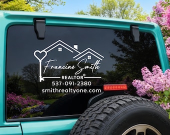 Custom Realtor Car Decal, Personalized Real Estate Agent Gift, Vinyl Window Sticker for Car, Waterproof, Business Marketing