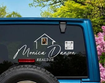 Custom Realtor Car Decal with Photo & QR Code, Personalized Real Estate Agent Window Sticker, Professional Sign, Marketing Logo, Agent Gift,