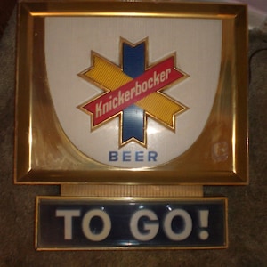 Vintage Knickerbocker Beer &quot;To Go&quot; WORKING Lighted Sign