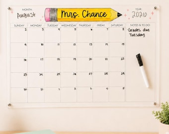 Custom Teacher Calendar Sign | Teacher Desk Calendar | Acrylic Month Calendar | Classroom Decor | Personalized Calendar | Gifts for Teachers