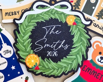 Personalized Family Christmas Ornament, Custom Last Name Ornament, Citrus Wreath Ornament, 5 Inch Christmas Keepsake, 2026 Ornament