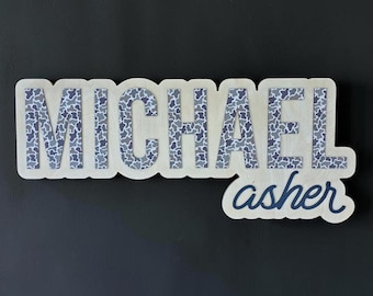 Large wood name sign, nursery name sign,camo name sign, above crib name sign, layered baby name sign, boy name sign, cut out sign