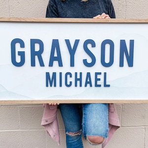 Framed nursery name sign, framed baby name sign, custom kids sign, nursery room decor, nursery wall art, baby boy kids room decor
