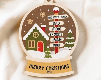 Personalized Family Christmas Ornament, Custom Last Name Ornament, Snow Globe Ornament, 5 Inch Christmas Keepsake, 2026 Ornament