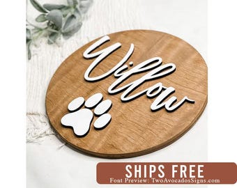 Pet name sign, dog name sign, dog mom, pet lover gift, cat name sign, dog room