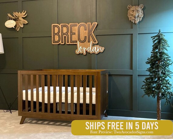 Large wood name sign, nursery name sign, boho nursery sign , above crib cut out, orders layered baby name sign, retro baby name sign, cut out sign