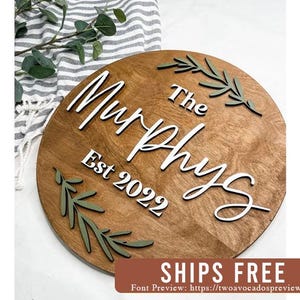 Round last name sign, round wedding sign, established sign, wedding last name sign, custom name sign, family name sign, first home gift