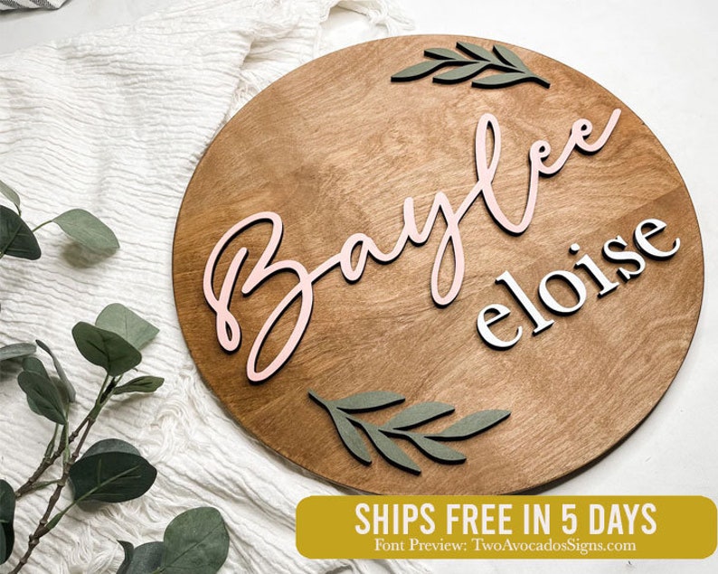 Nursery Name Sign Round Name Sign Above Crib Name Sign Girl Etsy