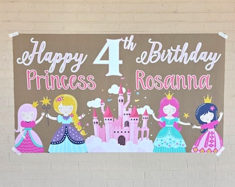Custom Banner, Printed Butcher Paper Banner, Personalized Party Decor, Event Banner, Printed Banner, Personalized Banner, Princess Theme