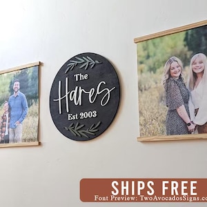 Round last name sign, round wedding sign, established sign, wedding last name sign, custom name sign, family name sign, first home gift