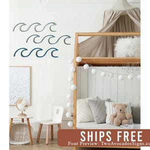 Ocean Wood Accessories, Waves Wall Accessories, Waves Nursery, Waves Bathroom, Wave Theme