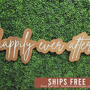 Happily ever after sign, personalized sign, wedding sign, wedding backdrop, custom quote sign, boho sign, layered sign