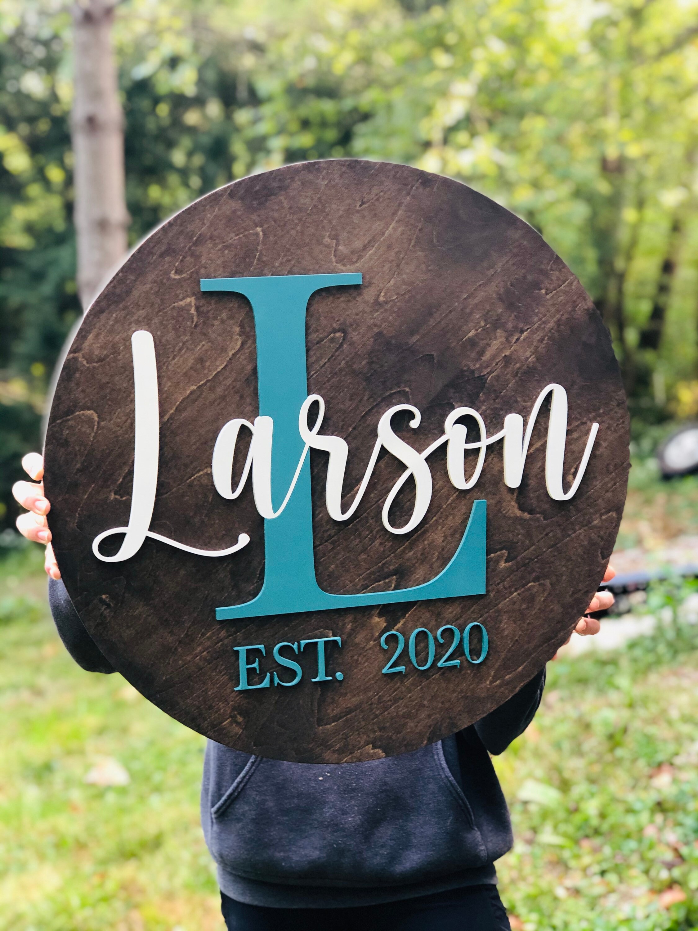 Round last name sign // laser cut sign // round wedding sign Etsy