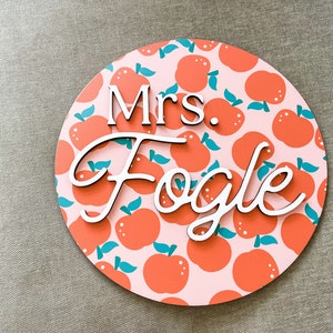 Teacher Name Sign, Teacher Appreciation Gift, Round Teacher Sign, Door ...