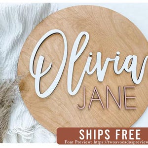 Nursery name sign, round name sign, above crib sign, 3d name sign, baby name sign, boy name sign, girl name sign, custom name sign