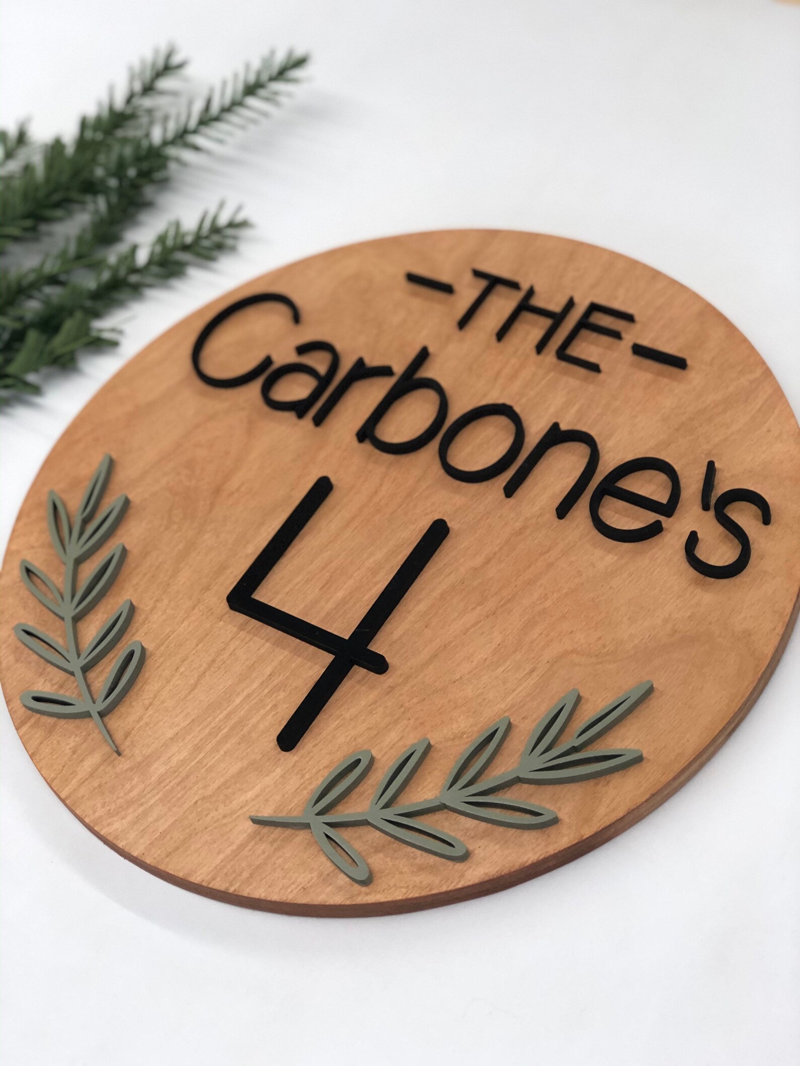 Personalized house number name sign / round wood address name Etsy