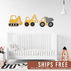 Wood Construction Wall Accessory, Construction Nursery Decor, Construction Kid Room Decor, Wooden Wall Decor