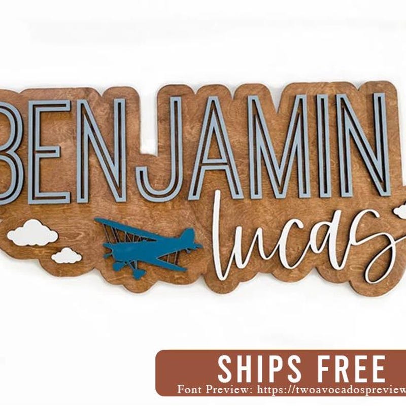 Airplane Name Wall Sign - Etsy