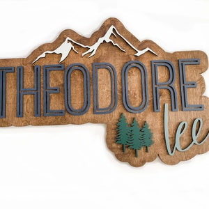 Rainbow name sign, large wood name sign, nursery name sign, rainbow nursery, rainbow baby, above crib sign, layered name sign, cut out sign image 7