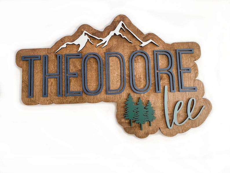 Rainbow name sign, large wood name sign, nursery name sign, rainbow nursery, rainbow baby, above crib sign, layered name sign, cut out sign image 7