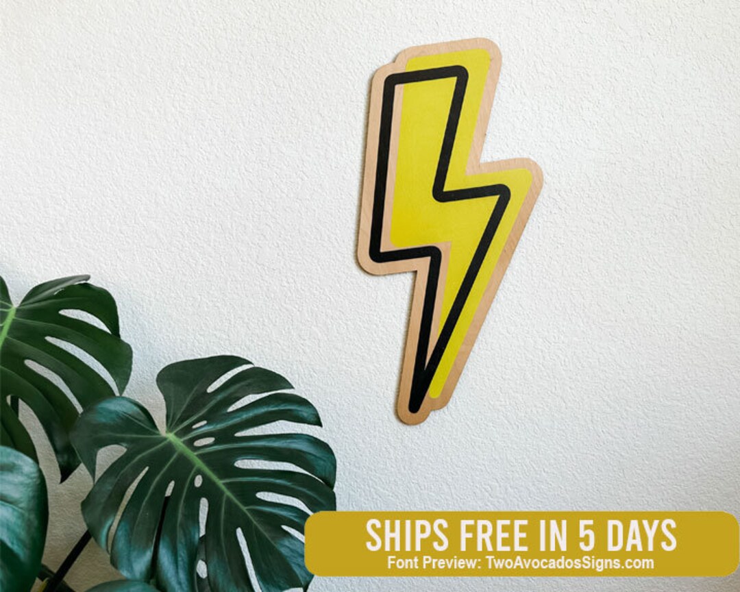 Lightning Bolt Wood Wall Accessory, Lightning Bolt, Kid Room, Wooden
