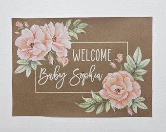 Custom Banner, Printed Butcher Paper Banner, Personalized Party Decor, Event Banner, Printed Banner, Personalized Banner, Floral Baby Shower