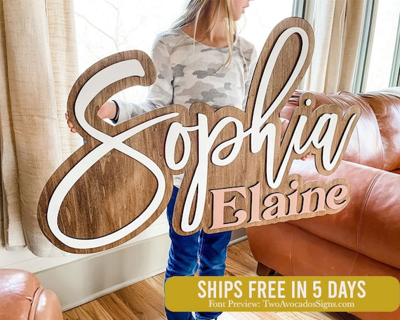 Large Wood Name Sign Nursery Name Sign Boho Nursery Sign Above