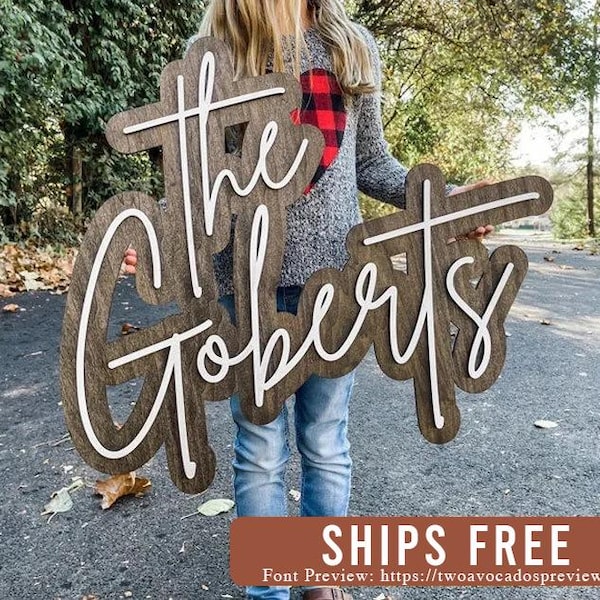 Large last name sign, cut out last name sign, wedding name sign, double name sign, cut out sign, outline sign, wood last name sign, wedding