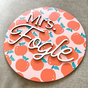 Teacher Name Sign, Teacher Appreciation Gift, Round Teacher Sign, Door ...