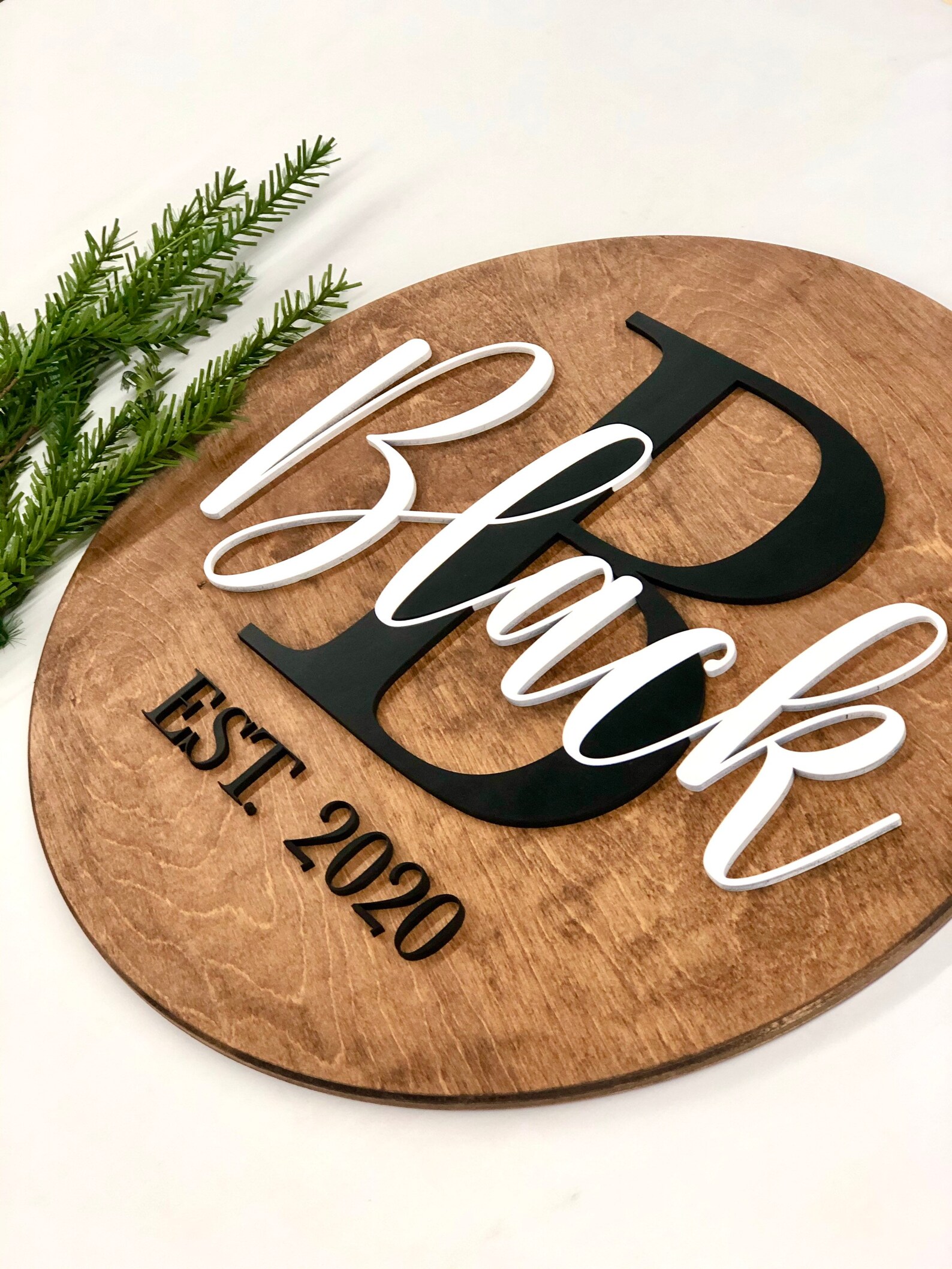 Round last name sign // laser cut sign // round wedding sign Etsy