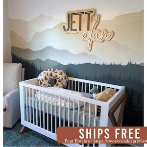 Large wood name sign, nursery name sign, girl name sign, above crib name sign, layered baby name sign, boy name sign, cut out sign