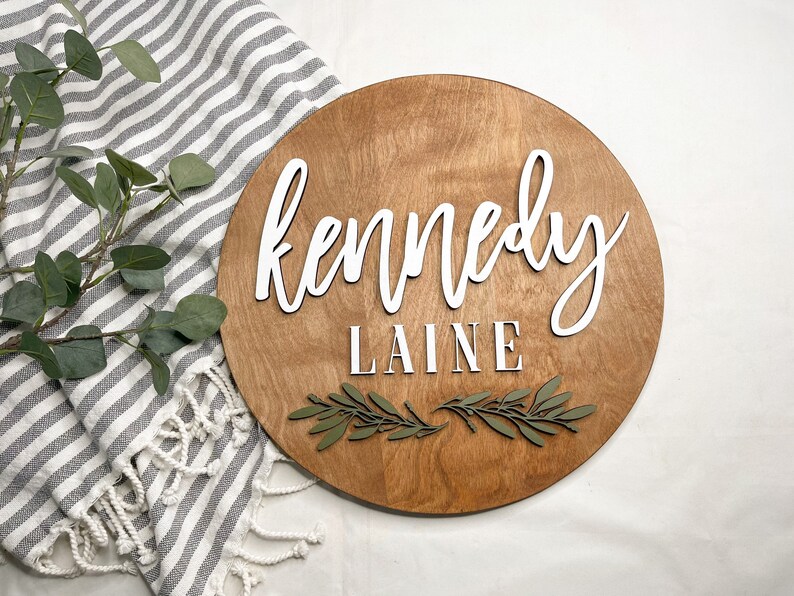 Nursery Name Sign Above Crib Name Sign Round Name Sign Boho Etsy