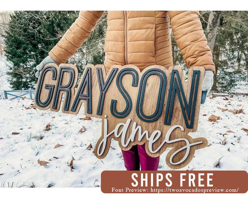 Large wood name sign, nursery name sign, girl name sign, above crib name sign, layered baby name sign, boy name sign, cut out sign