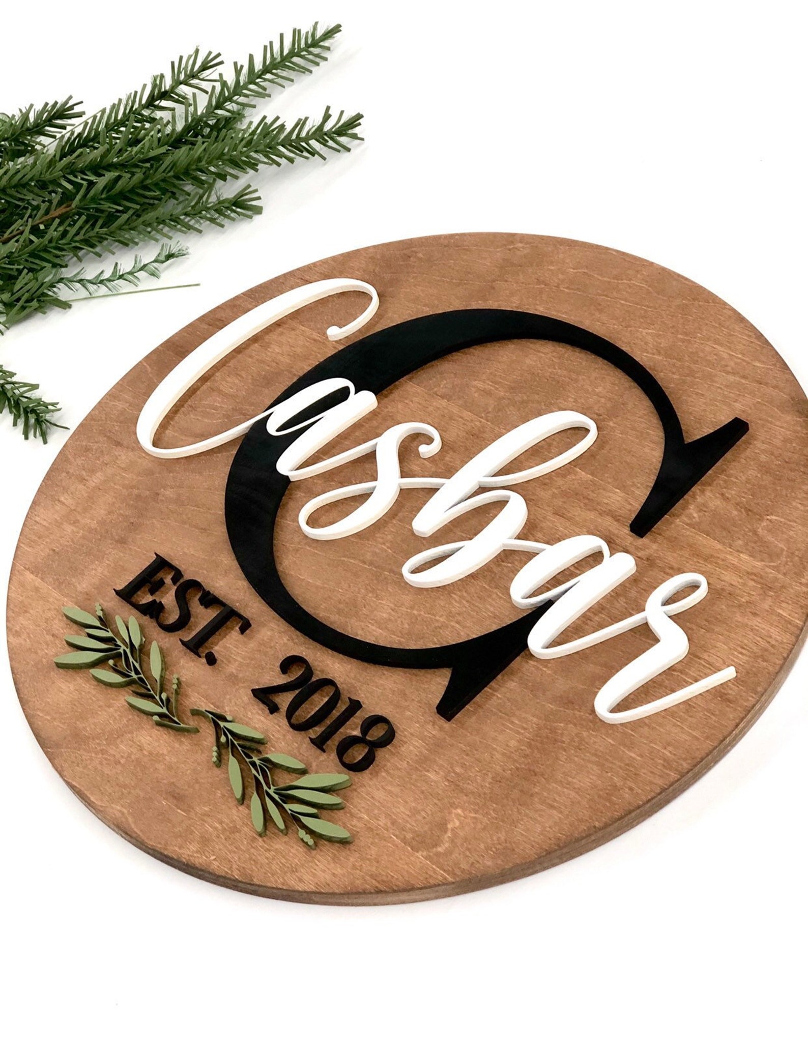 Round last name sign // laser cut sign // round wedding sign Etsy