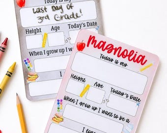 Personalized First Day of School Sign, Reusable School Board, Kindergarten Preschool Milestone Sign, Back to School Photo Prop, Dry Erase